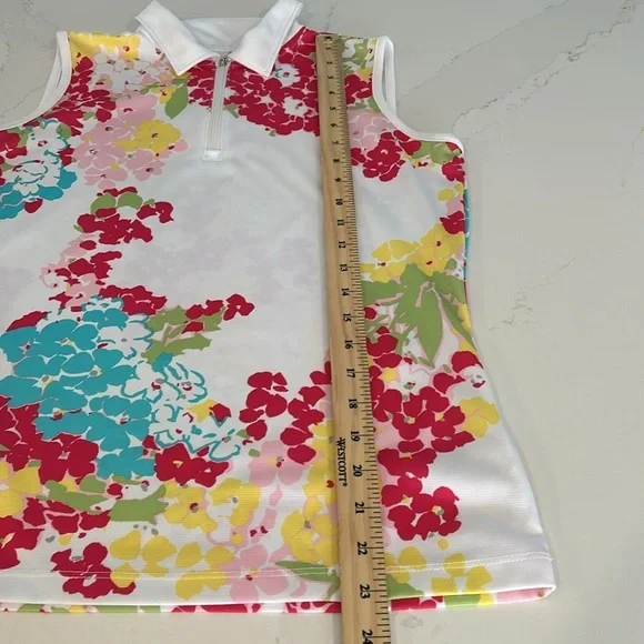 Izod Golf Sleeveless Polo Zip Floral Colorful Size Small - Picture 6 of 9